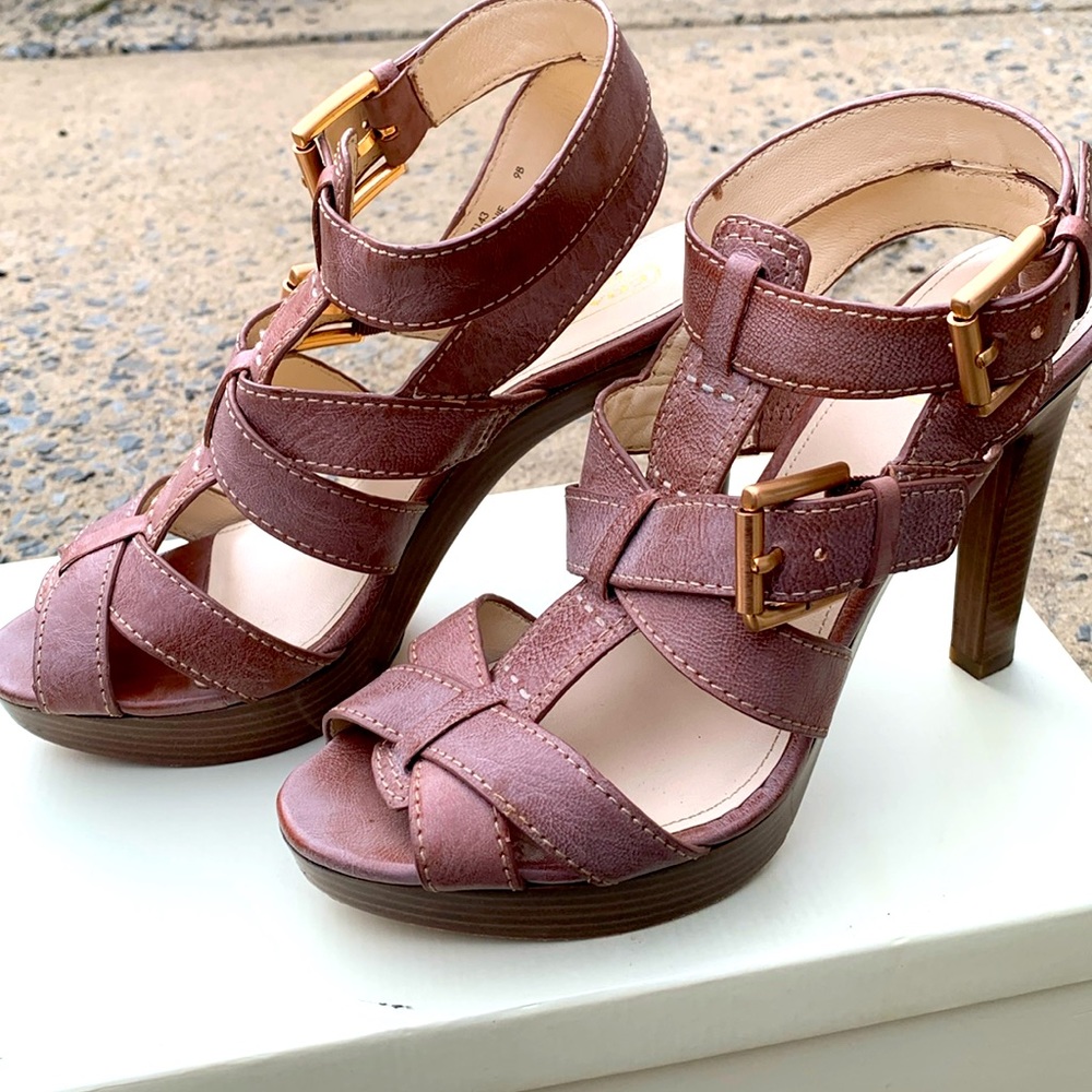 Coach Stephanie Leather Platform Strappy Heel